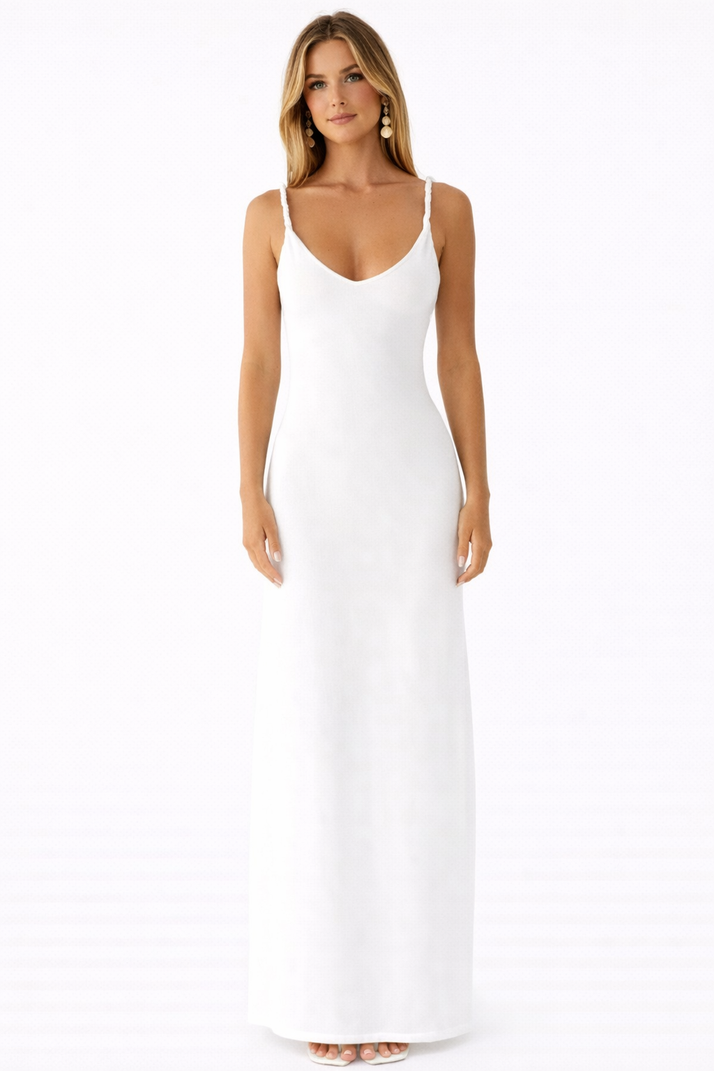 Vestido Longo Decote V Ivory Zanaree