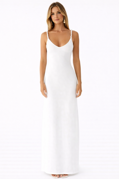 Vestido Longo Decote V Ivory Zanaree